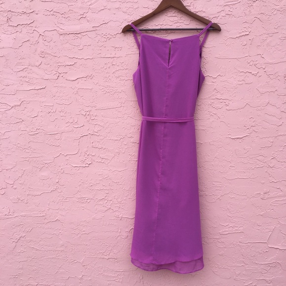 White House Black Market Fuchsia Pintuck Sleeveless High Low Dress Size 12 - Picture 6 of 11